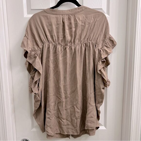 Cozy Casual Rare Moments Button Down Ruffle Sleeve Top  0038 - Picture 3 of 8